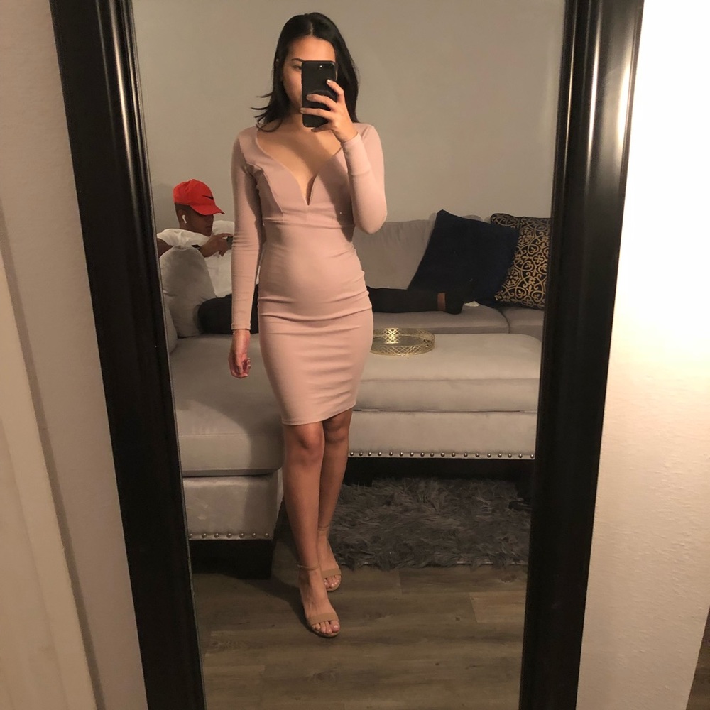 Nude mini dress